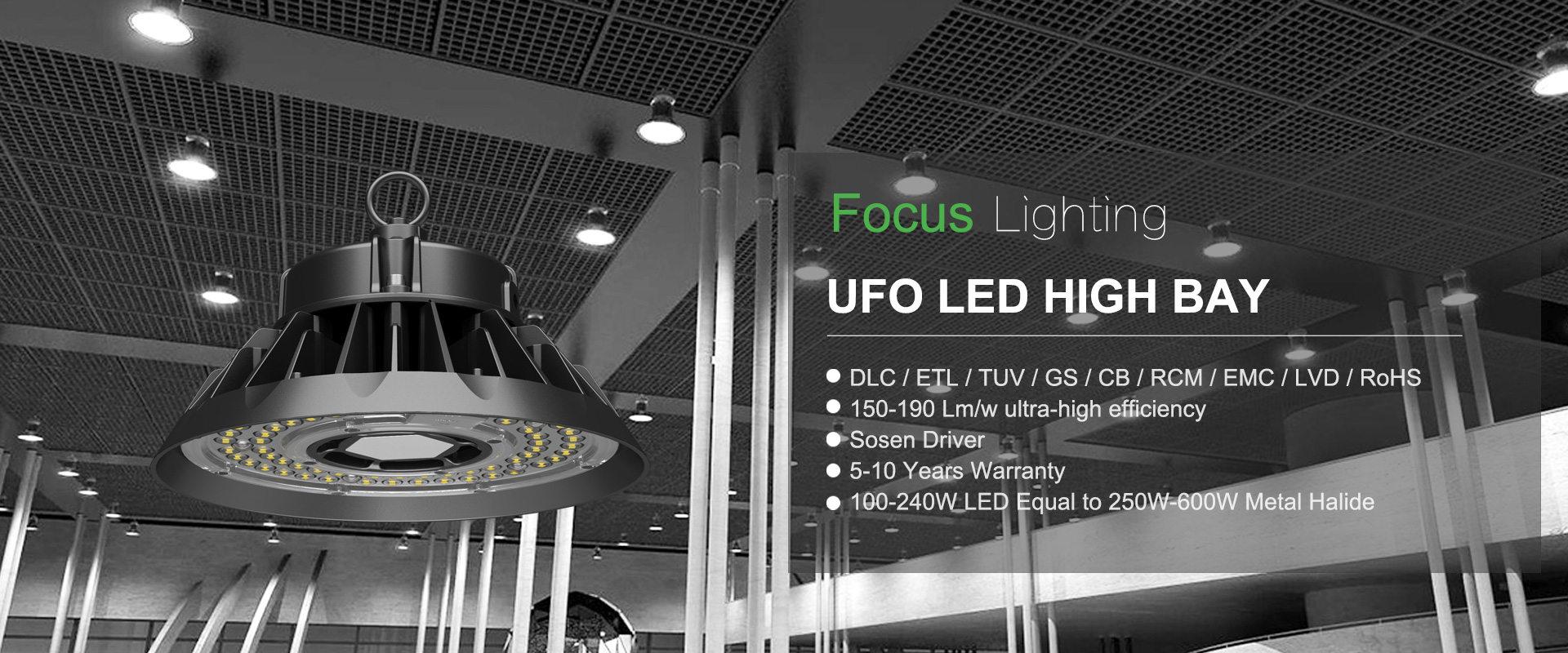 81_Shop Lamp Industrial Warehouse IP65 100W 150W 200W 240W Highbay UFO LED High Bay Light